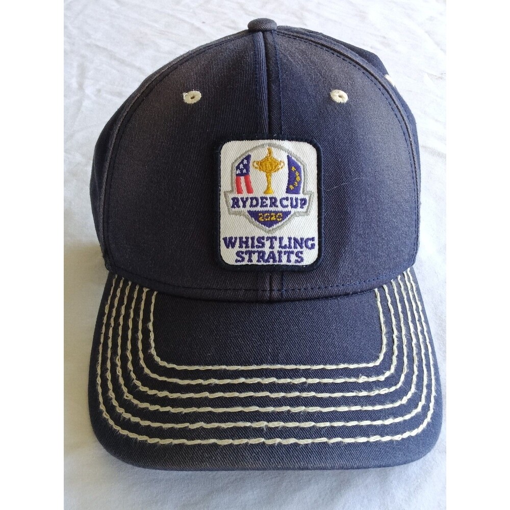 2020 Ryder Cup Golf Hat Blue White Stitch Whistling Straits Blue Adjustable Cap